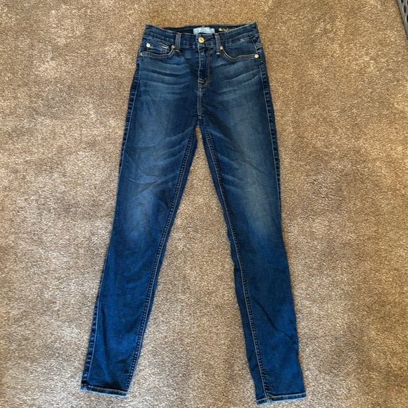 7 for all Mankind B(air) Denim The High Waist Ankle Skinny Medium Wash Size 25 - Picture 1 of 7